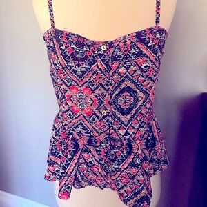 B JEWEL Peplum Tribal Pattern Tank Top